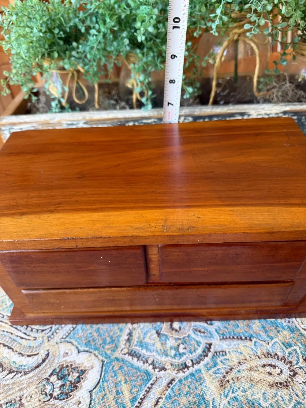 Handcrafted Cedar Jewelry Box 3 Drawer Keepsake Chest Dovetail Vintage Wood
